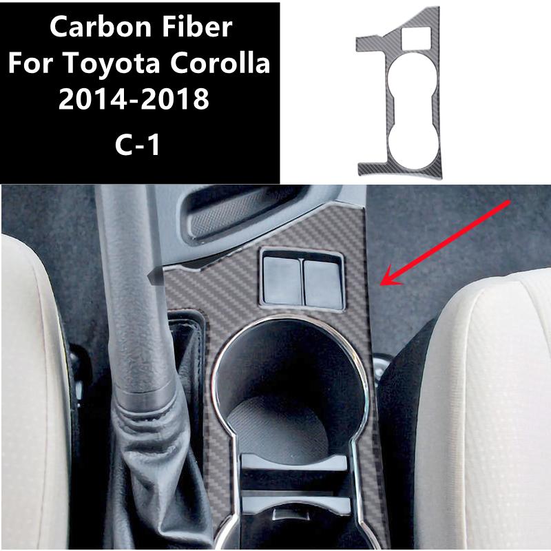 Carbon Fiber Car Interior Cup Holder Gearbox Panel Cover Trim Decal Stickers For Toyota Corolla 2014-18 Auto Inner
