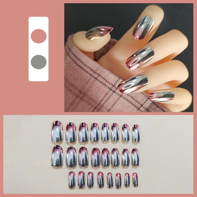 Duetové iridescentní lesklé odnímatelné laserové zrcadlové tipy umělých nehtů