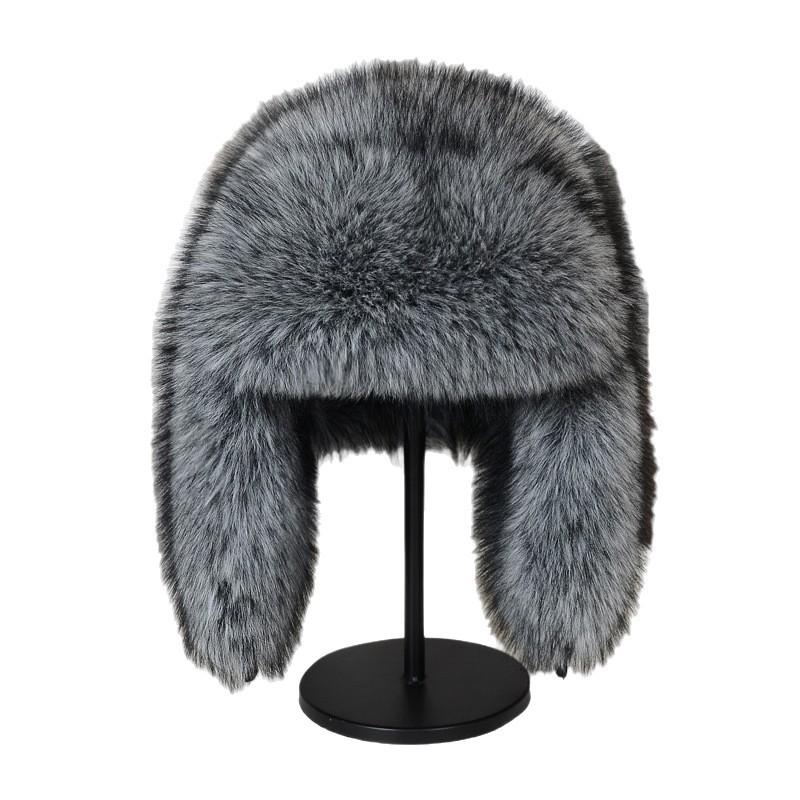 Custom Faux Fur Lei Feng Winter Hat with Earflaps - Thick, Warm, Outdoor Adult Hat with Color Options.