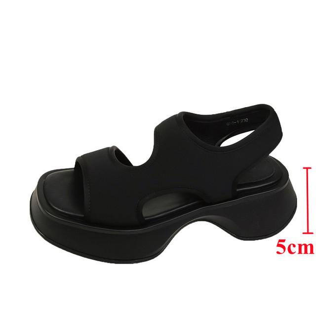 

Сандалии женские спортивные на платформе Chuny, черные, с толстой подошвой, сандалии без застежек, летние, женские, с открытыми плечами, нескользящие, Sapatos Mujer 38