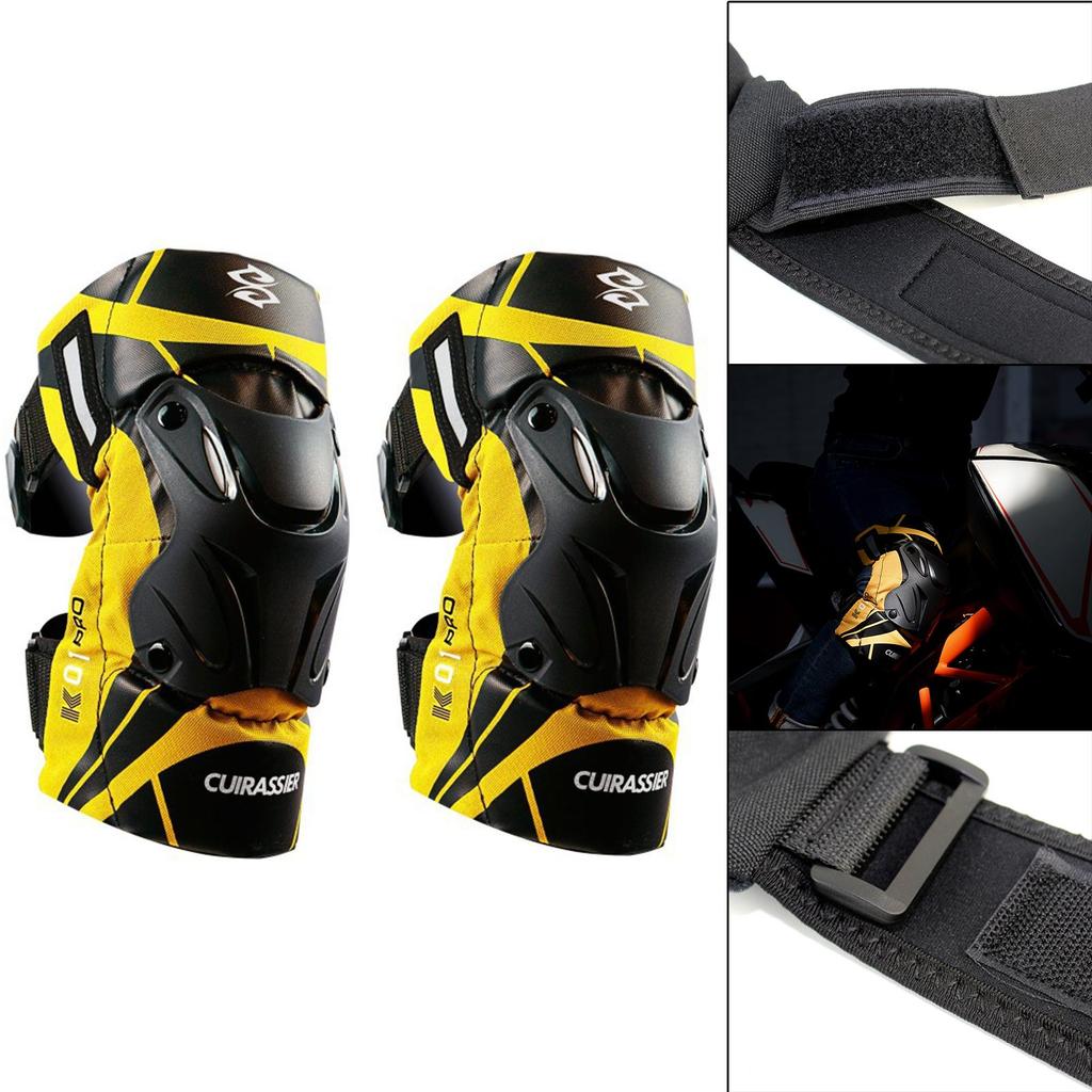 2Pcs Motorcycle Knee Pads Shock Absorbing EVA Foam Shock Resistant Guard Fits for Motocross Racing Mountain Bike Reflective