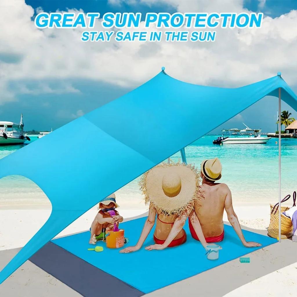 Outdoor Beach Sun Shade Portable UV Protection Family Camping Beach Tent Canopy with Storage Bag for Beach Camping Party Picnic