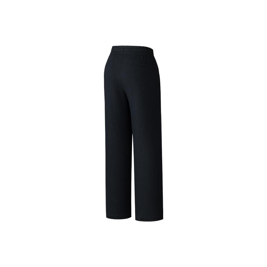 Anta Breathable Solid Color Loose Mid Waist Casual Straight Leg Knitted Sports Pants Women Bottoms 162537309-2