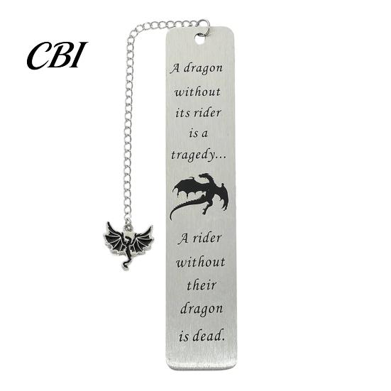 Unique Animal Bookmark Pterosaur Bookmark, Stainless Steel Fourth Wing Design Page Marker with Smooth Polished Black Tassel, Literary Gift for