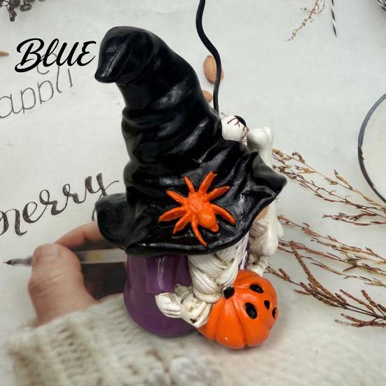 Spooky Halloween Garden Statue Gnome Figurine Small Resin Dwarf Table Decoration Pumpkin Decoration Bat Skull for Tiered Tray Tabletop Home Decor