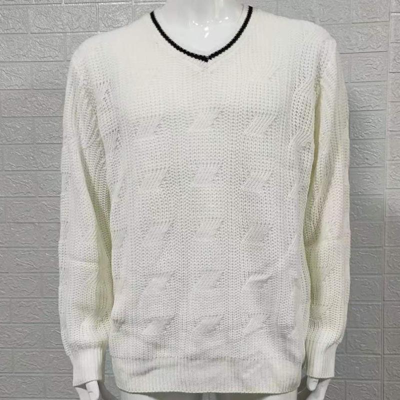 Men's V-Neck Cable Knit Sweater with Ribbed Trim, Casual Pullover in Multiple Colors