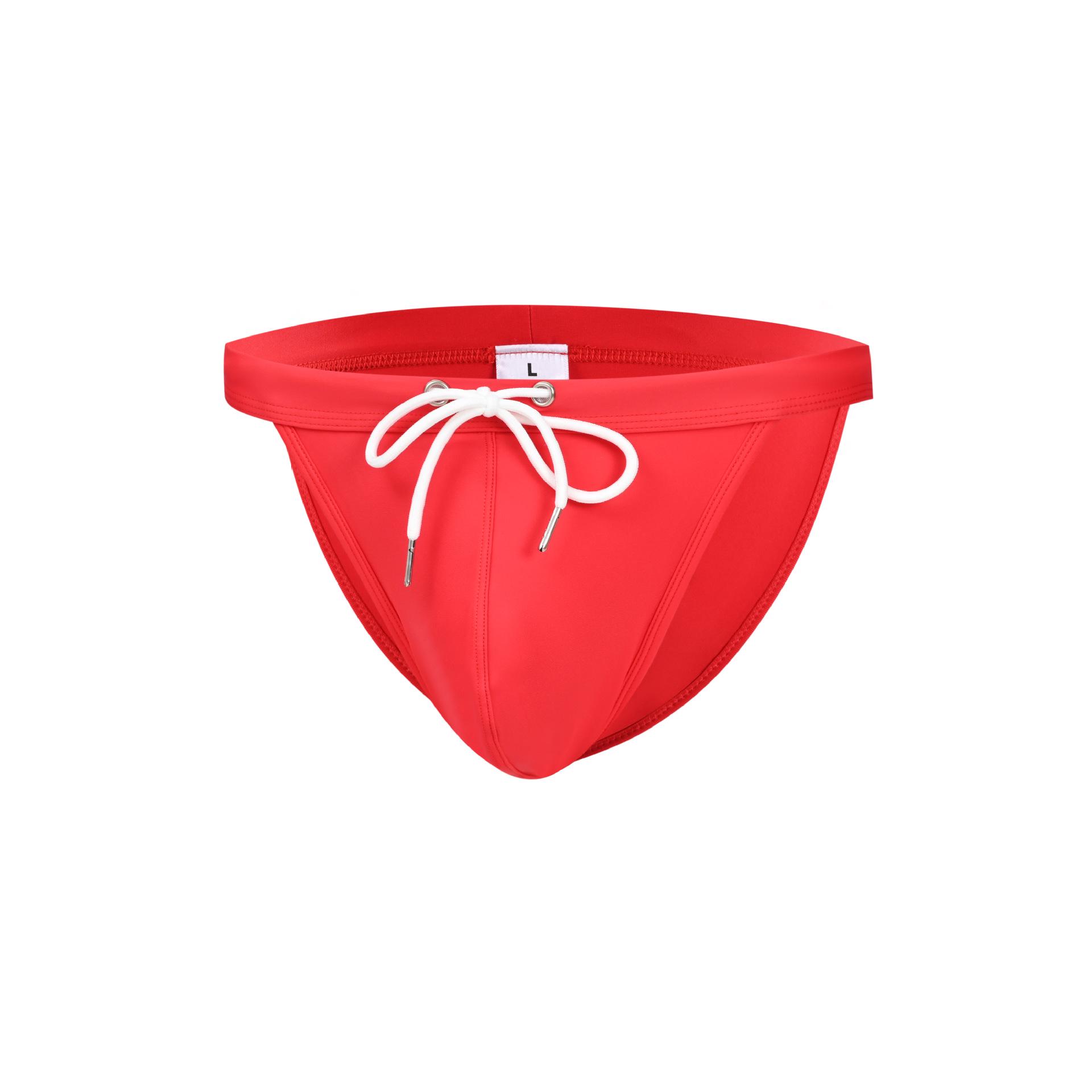 

New Men s Swim Trunks: Sleek Waistband, Shaping Triangle Design - European & American Fashion. M красный