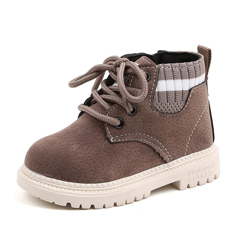 Children's Winter Cotton Shoes Boys Warm-Lined Martin Boots Girls Retro Ankle Boots Soft Sole Snow Boots
