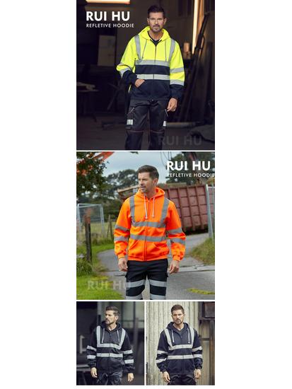 Autumn/Winter Thick Reflective Hoodie, Outdoor Traffic Safety Gear