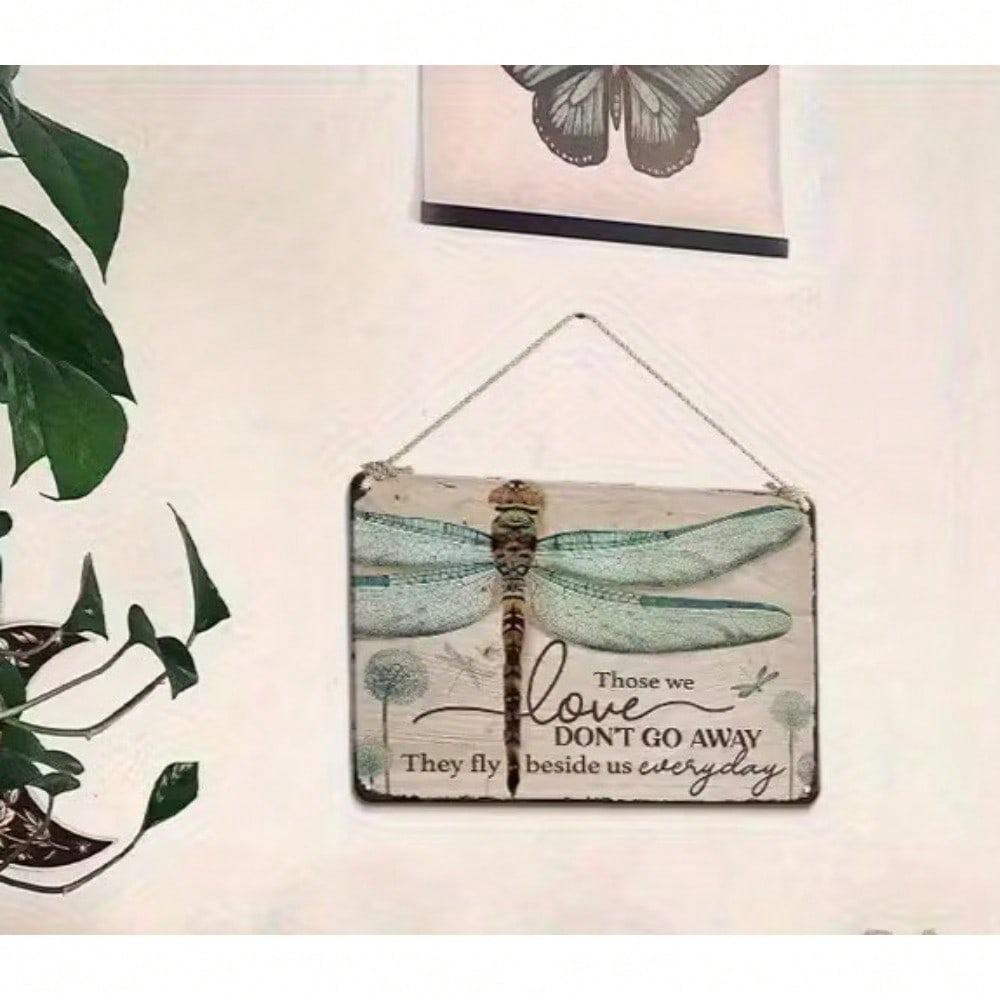 Memorial Sympathy Gift Dragonfly Metal Wall Art Rustic Sign