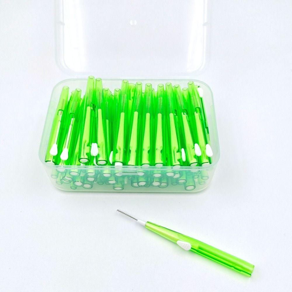 60 Pcs 0.6-1.5mm Toothpicks Push-pull Toothbrush PE Oral Cleaning Tools  Interdental Cleaning