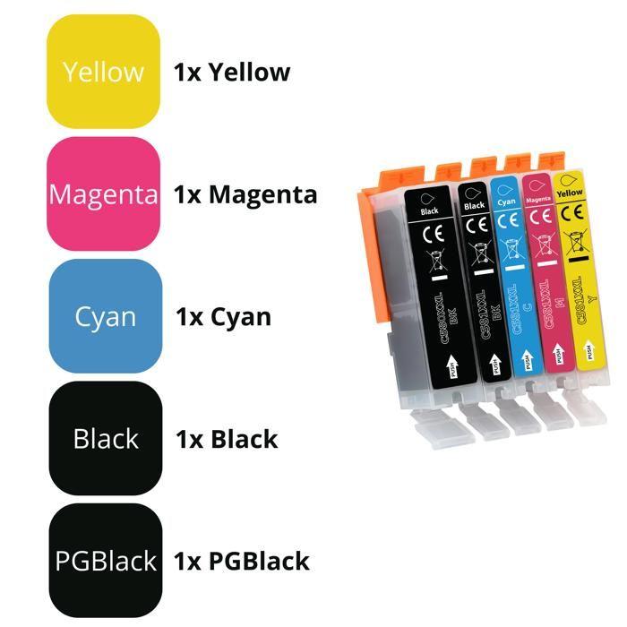 Cartuș de cerneală de înlocuire Canon 580 581 XXL compatibil Pixma TR7500 TS6100 Pachet 1 Negru PGBK 1 Negru 1 Cyan 1 Magenta 1 Galben