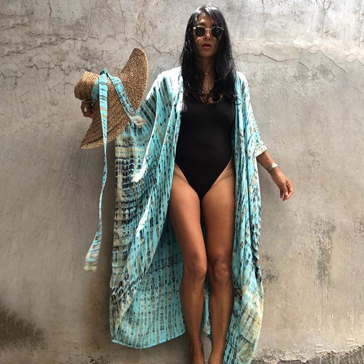 Europejski & Amerykański Damski Pareo Tie-dye: 17 Kolorów, Odzież Plażowa z Wiskozy, Ochrona Przeciwsłoneczna na Wakacje