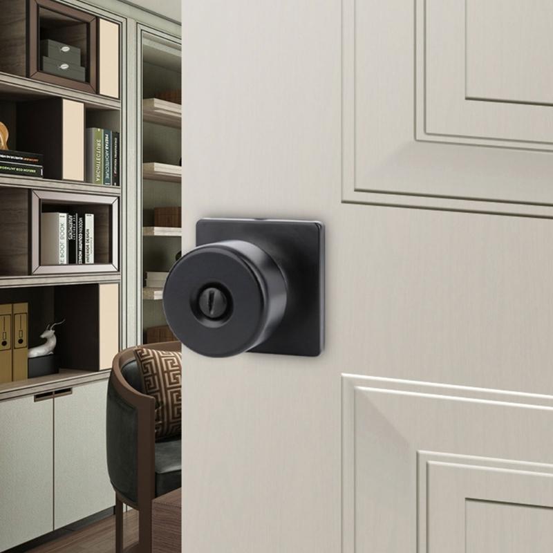 Matte Black Privacy Door Knobs for Bedroom and Bathroom With Square Rosettes Designs for Homeowners and Enthusiasts