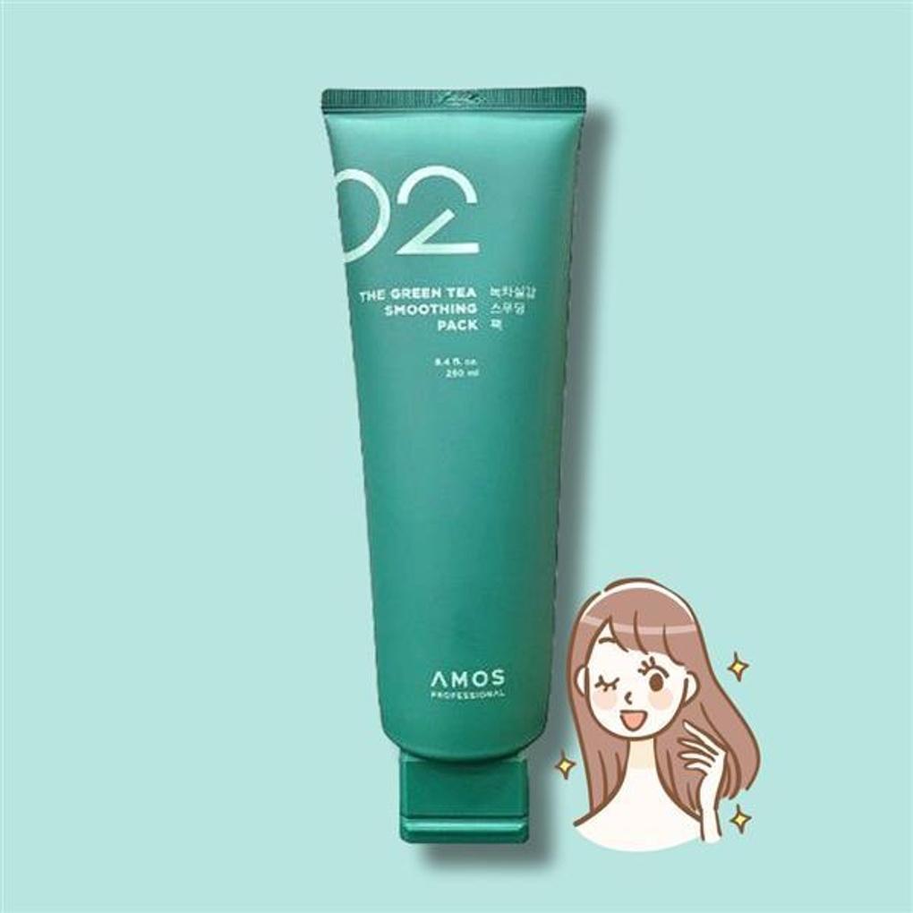Amos Moisture Balancing Hair Lotion 300ml + Green Tea Smoothing Pack 120ml (30ml X 4)