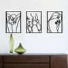 3 Pcs Modern Black Metal Wall Sculpture - Minimalist Home Decor. Abstract Single Line Design for Living Room or Bedroom.