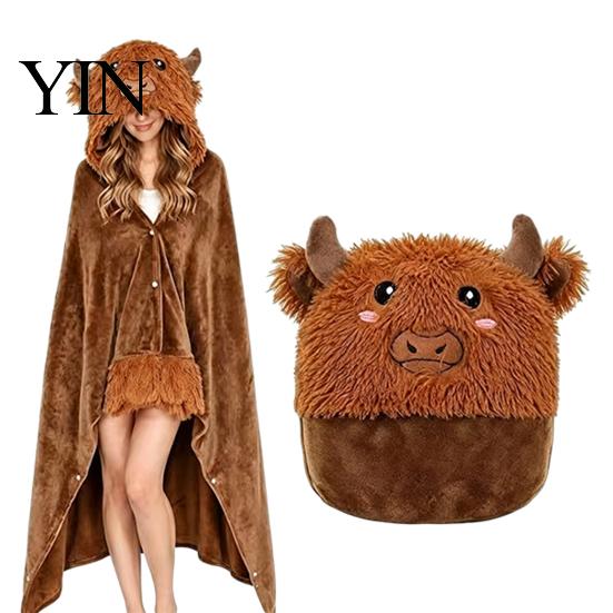 Animal Themed Blanket Wearable Hoodie, Adults Oversized Fleece Sweatshirt Halloween Costume Shawl Sleepwear, Cosplay Plush Hooded Cape Cozy Loungewear