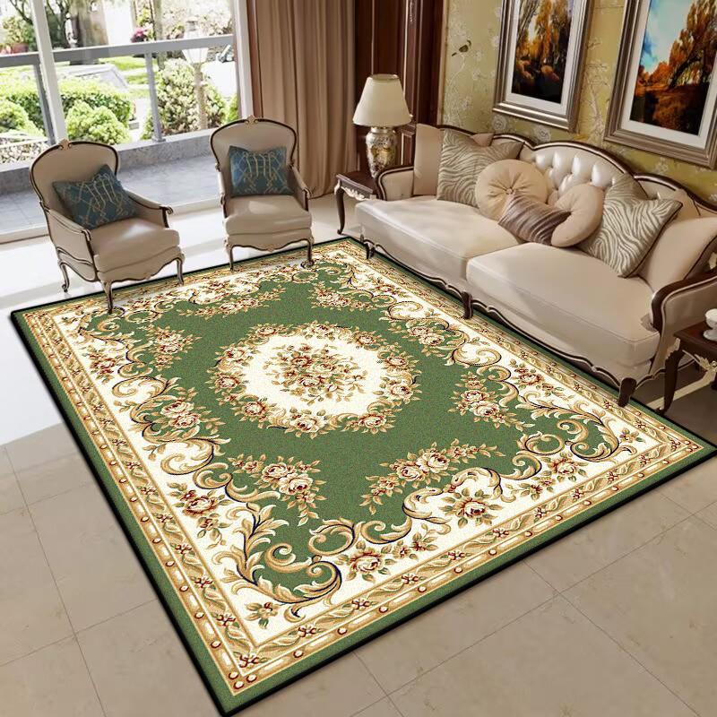 Luxury Green Living Room Carpet European Style Decoration Large Area Sofa Non-slip Rugs Bedroom Lounge Fluffy Plush Floor Mat