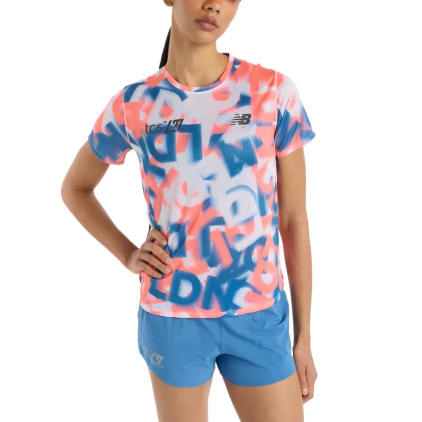 New Balance London Edition Regular T Shirt Women s Orange Blue Multicolor WT51298D-MLT S