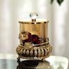 European Glass Candy Jar Gold Cutout Jewelry Cosmetic Storage Box Household Nut Fruit Jewelry Storage Box Gold Flower Decoration