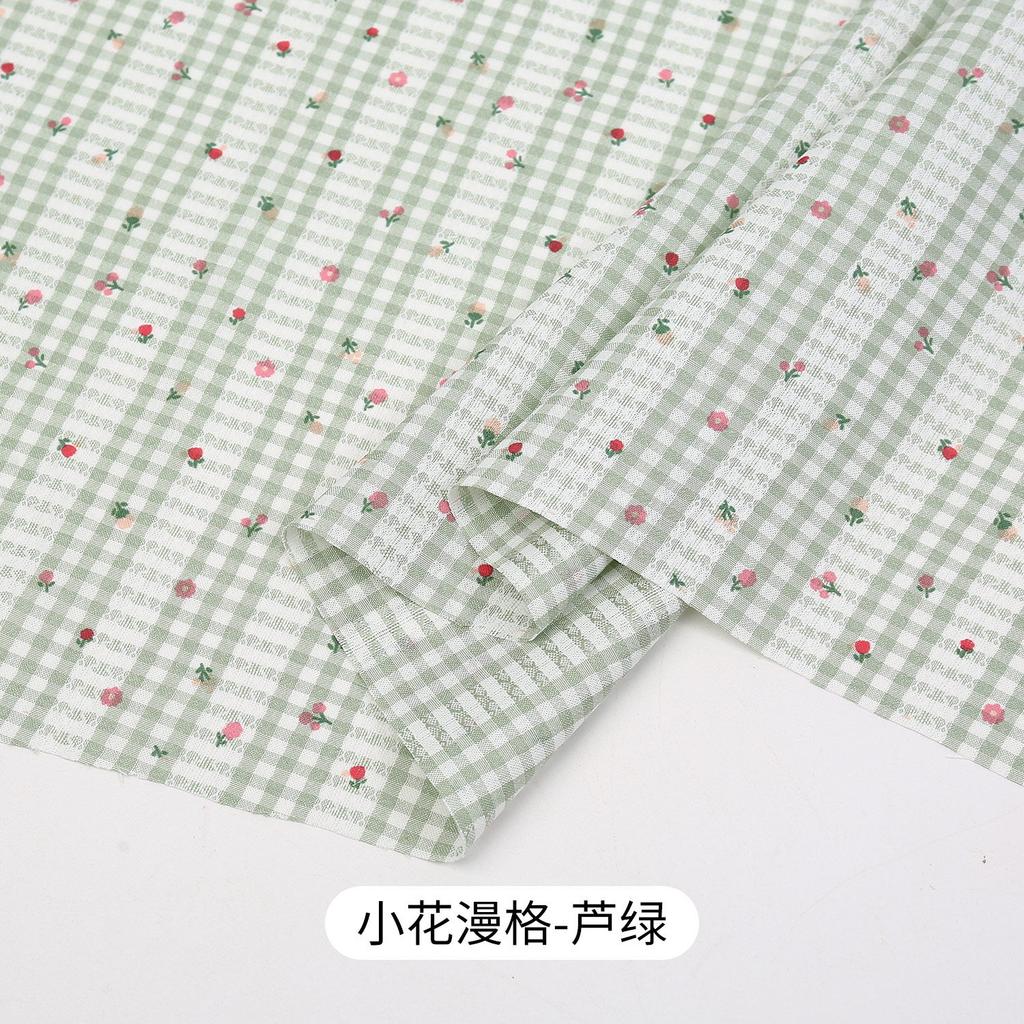 0.5m/1m/2m Grid Floral Printed Jacquard Fabric for Scene Decoration Dresses Curtains Tablecloths Handmade DIY Sewing Fabrics