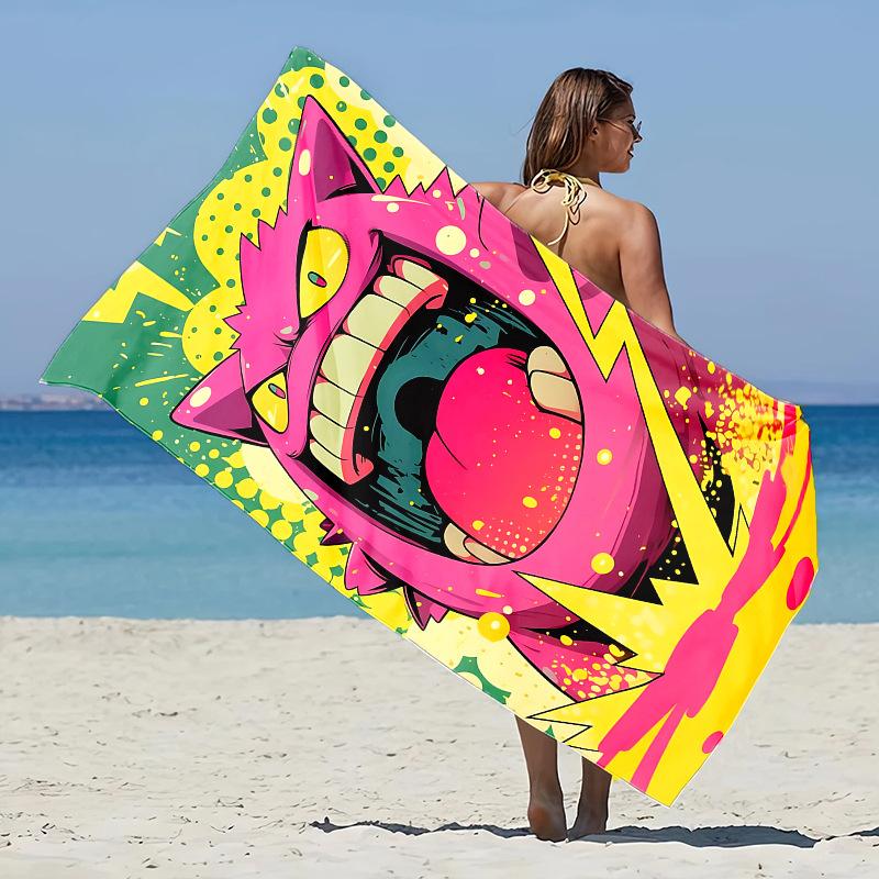 Children'S Bath Towel Gengar Towel Theme Beach Blanket Quick Dry Soft Swimming Towel For Beach Pool Bathyoga