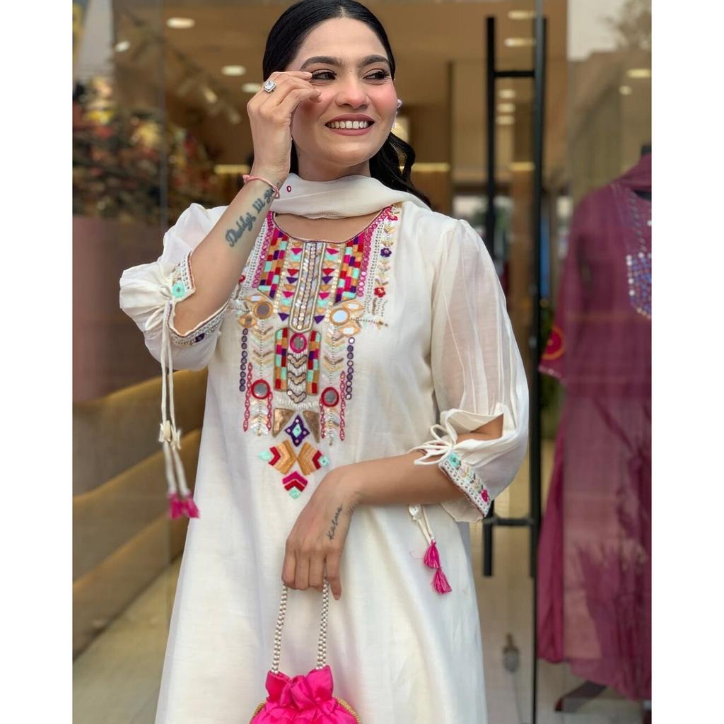 Wunderschönes Indisches Damen Kurti Salwar Anzug Bollywood Partykleidung Kurta Hose Dupatta VFP-1795a