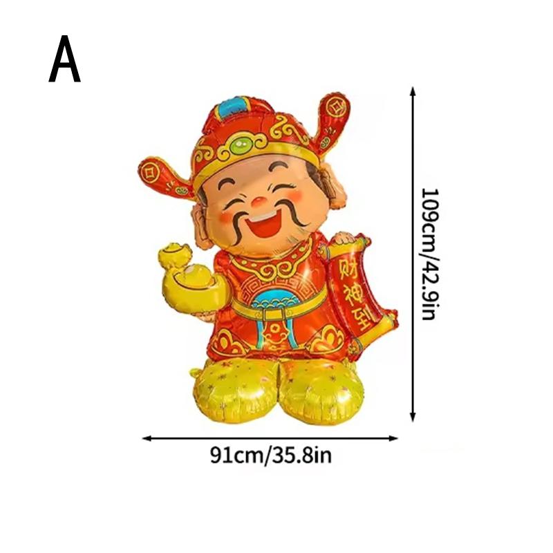 

2026 Year of the Horse Foil Balloon Money Tree & God of Wealth Themed New Year Decorations for Chinese New Year A