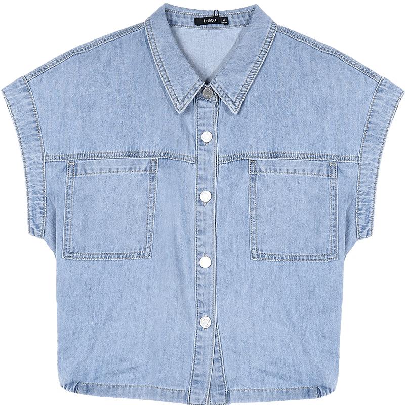 Betu Women's Summer Denim Short-Sleeved Shirt Jacket