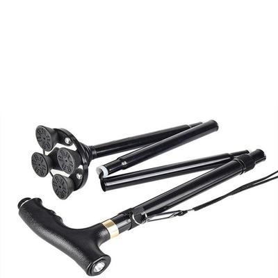 Aluminum Alloy Foldable Portable Walking Cane LED Anti Slip Telescopic Walking Stick for Elderly with Light Adjustable Height