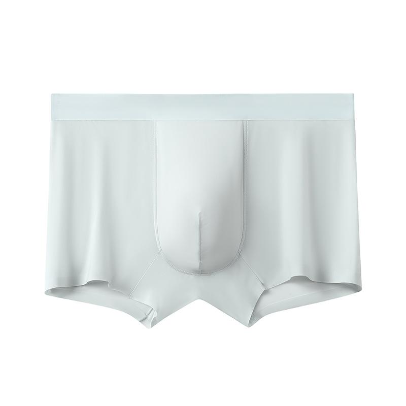 Plus Size Men's Summer Ultra Thin Oyster Vegetable Antibacterial Crotch Ice Silk Non Mark Quick Drying Mid Waist Flat Angle Briefs