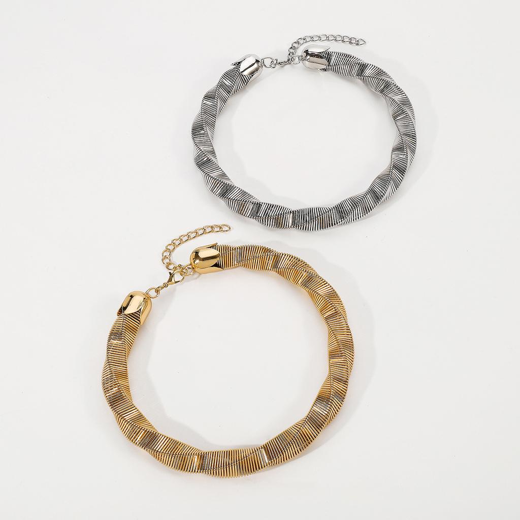 Tooxika Exaggerated Temperament Geometric Twist Necklace Fashionable Design Sense High Cold Wave Sense Collarbone Necklace