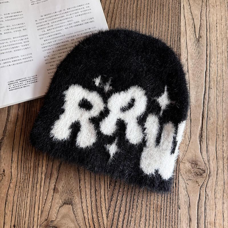 Winter Faux Mink Knit Beanie With Warmth For Hip Hop Style