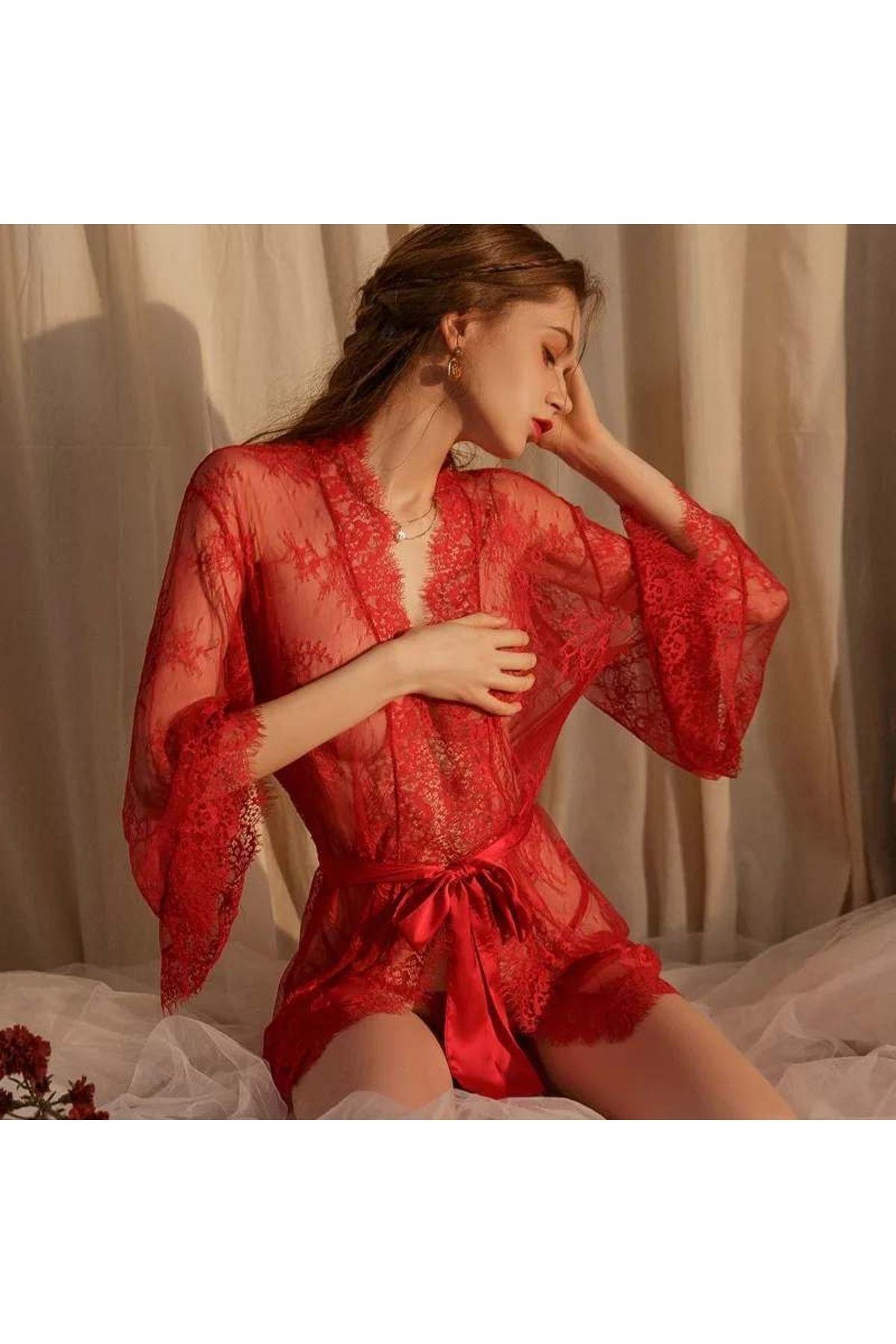 

Жіноча модна новинка Халат Мереживний халат Lena One size