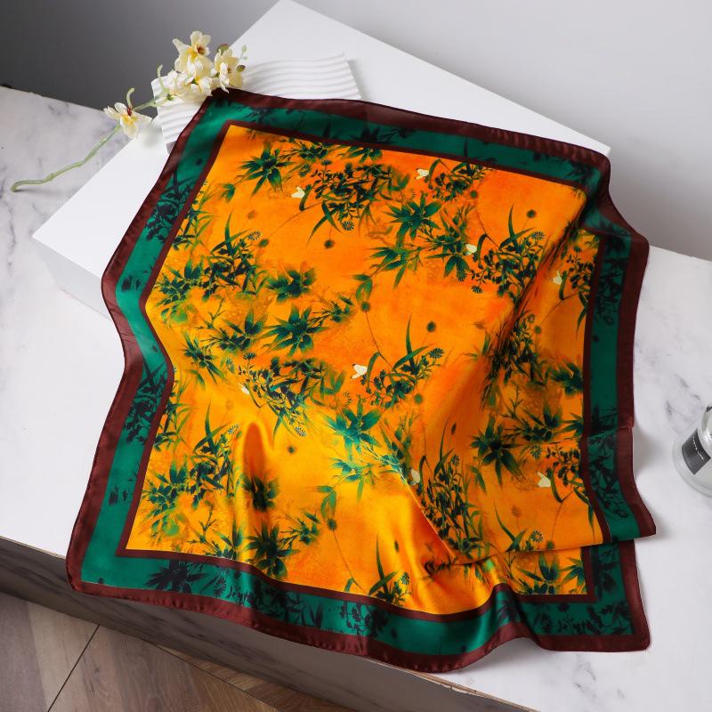 Silk Women's Square Scarf - Chinese Style Headscarf for Spring, Summer, Autumn - Neck Protection & Warmer - Elegant Thin Mom Style