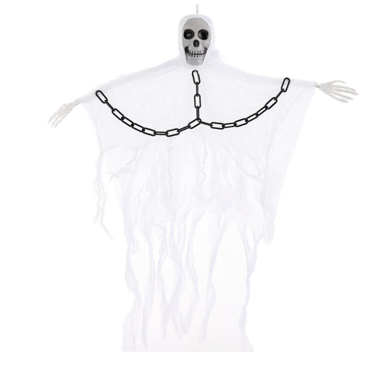 

Portable Plastic Halloween Skeleton Decoration Gauze Skeleton Ornament For Scary Party Indoors Outdoor Hanging Decors белый