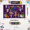 2D Dia De Los Muertos Backdrop, Day of the Dead Sugar Skull Photography Background Banner