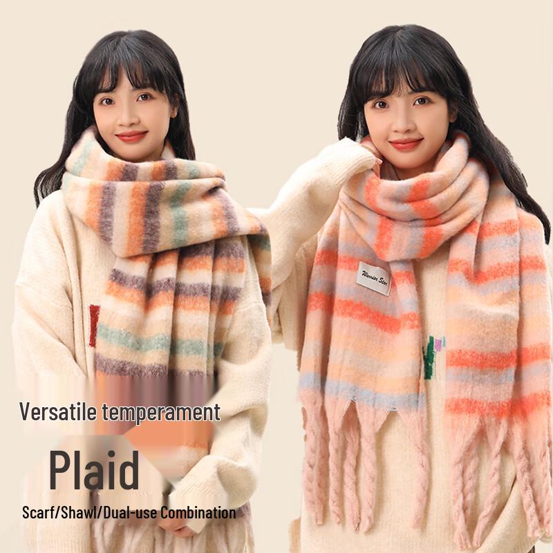 Nanjiren Women's Plaid Winter Scarf