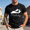 Kentucky Horse State Map Design Summer Casual Fashion Men TShirt Cotton Short Sleeve Unisex Top for Everyday Wear Gift Idea