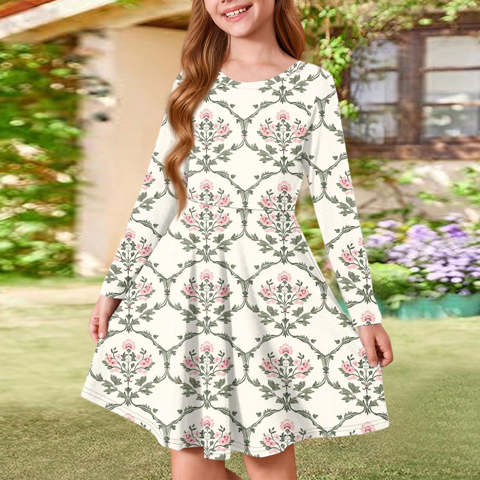 

Летнее платье принцессы для девочек - платье-футболка А-силуэта с длинными рукавами 150 бежевый