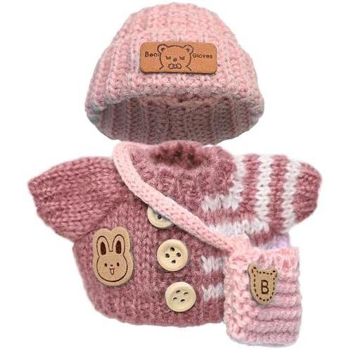 LBB 17cm Cute Cartoon Dolls Clothes Set 3-Piece Crochet Accessory Suit-Hat & Backpack for 15cm Dolls