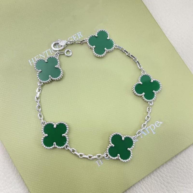 Exquisite Four-leaf Clover Bracelet for Women Five-flower Bracelet Double-sided Natural White Mother-of-pearl and Carnelian Bracelet