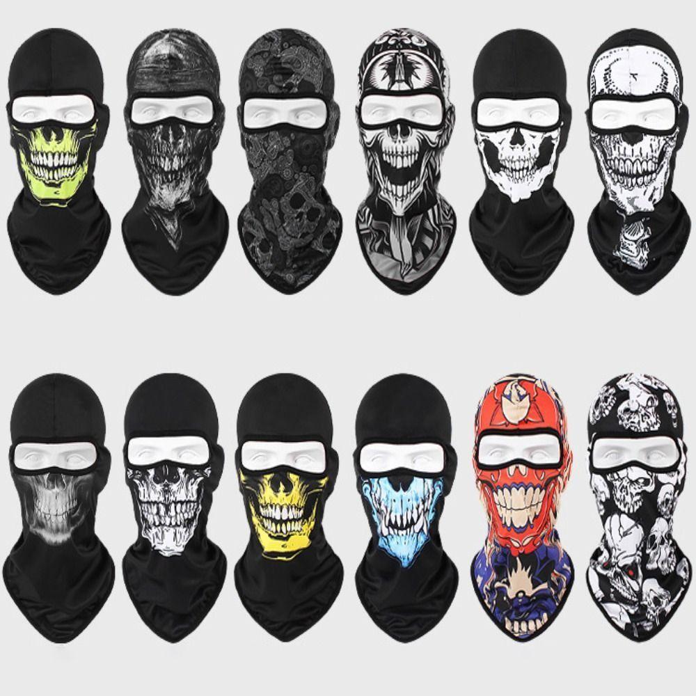 Cap Head Neck Warmer Skull Print Helmet Liner Motorcycle Balaclava Headwear Moto Full Face Mask