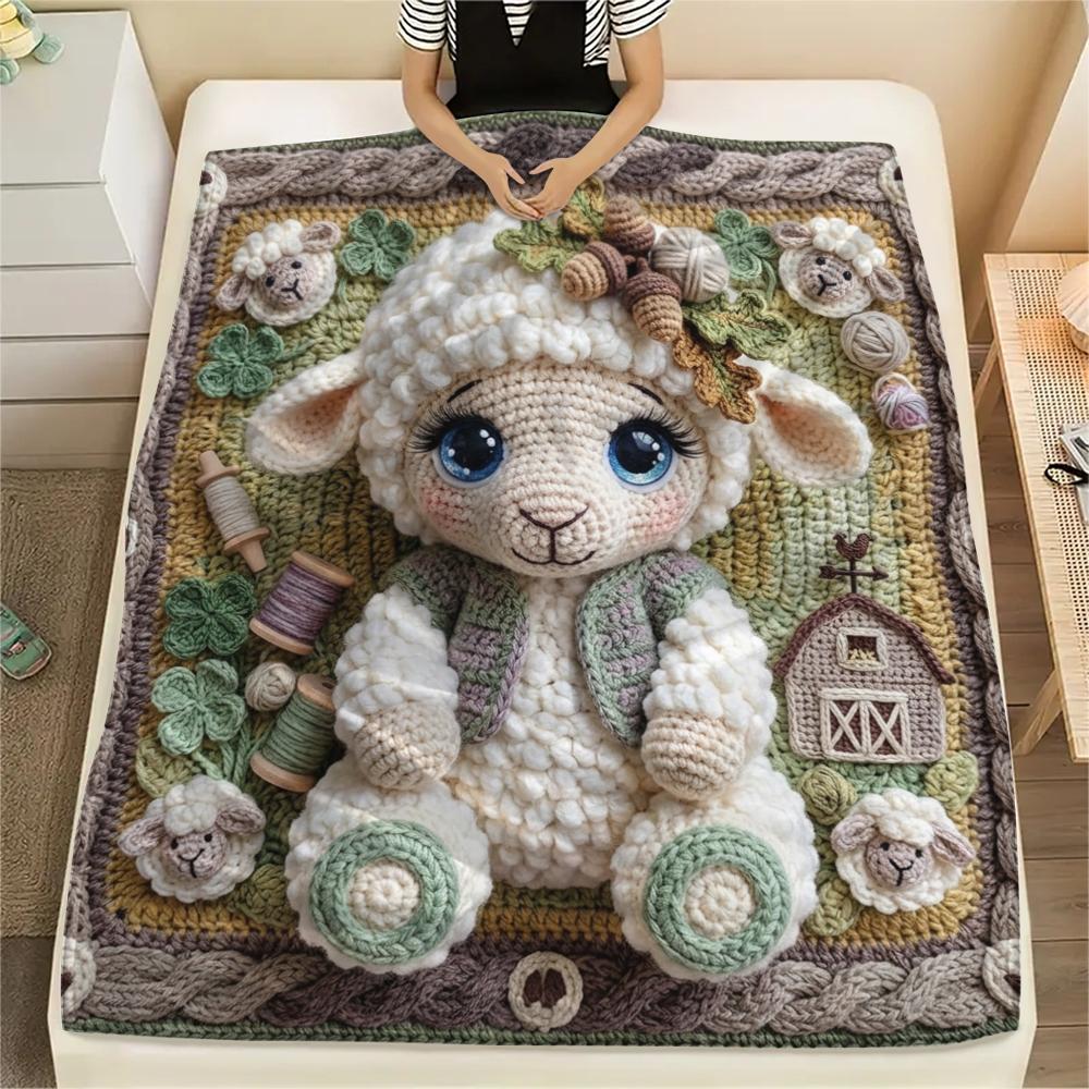 

1Pc 3D Cute Animals Print Flannel Blanket, High quality Comfortable for All Seasons, Home Decor, Warmth and Comfort, Perfect for Christmas Gifts W2 80cm x 120cm