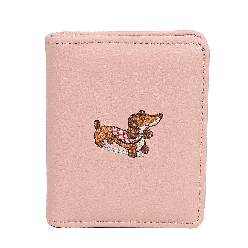 

Мультяшный маленький кошелек, многофункциональная мини-визитница для девочек, студенческий кошелек для мелочи большой вместимости короткий розовый