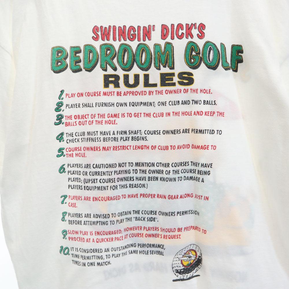 90s Print Short sleeve Single stitch T-shirt White system Old vintage Men's Used