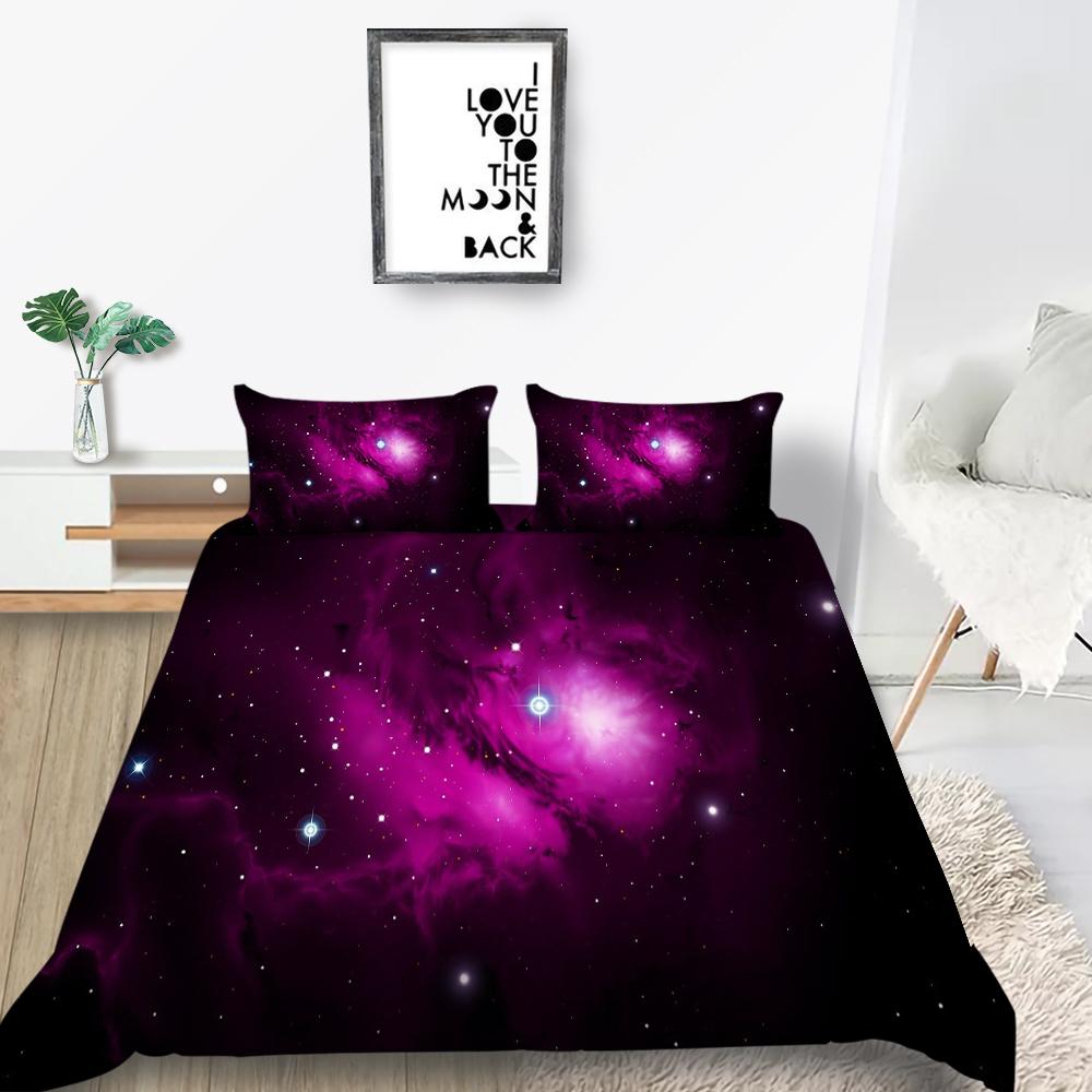 Star Printing Bedding Single Double Bed Full Size 3D Microfiber Universe Printing Pillowcase and Quilt Cover 2/3 Comfortable Home Decoration