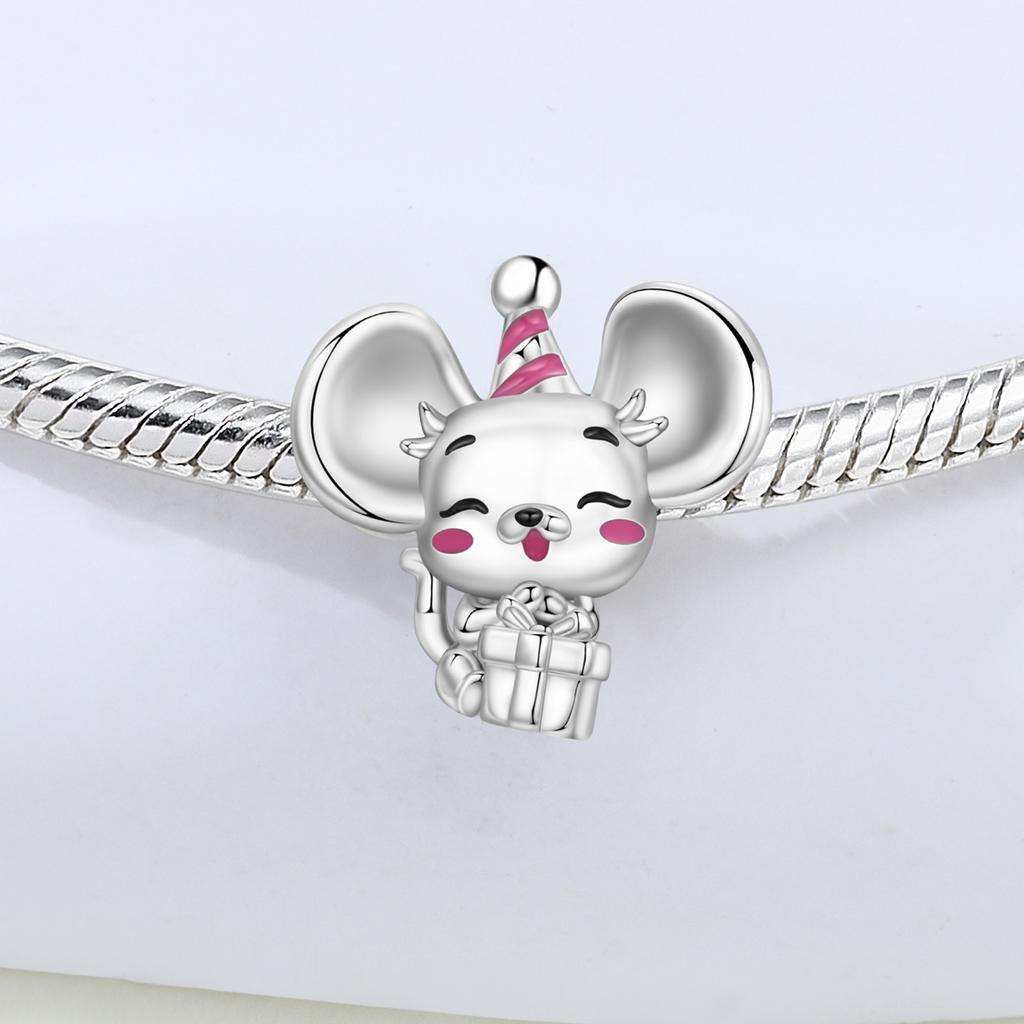 Copper Cute Mouse Animal Beads Original Pendants Bracelet Charm Jewelry Party Diy Trendy Gifts
