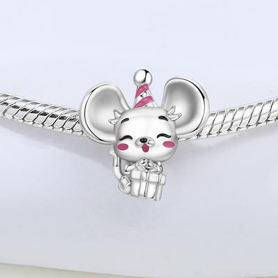 Copper Cute Mouse Animal Beads Original Pendants Bracelet Charm Jewelry Party Diy Trendy Gifts
