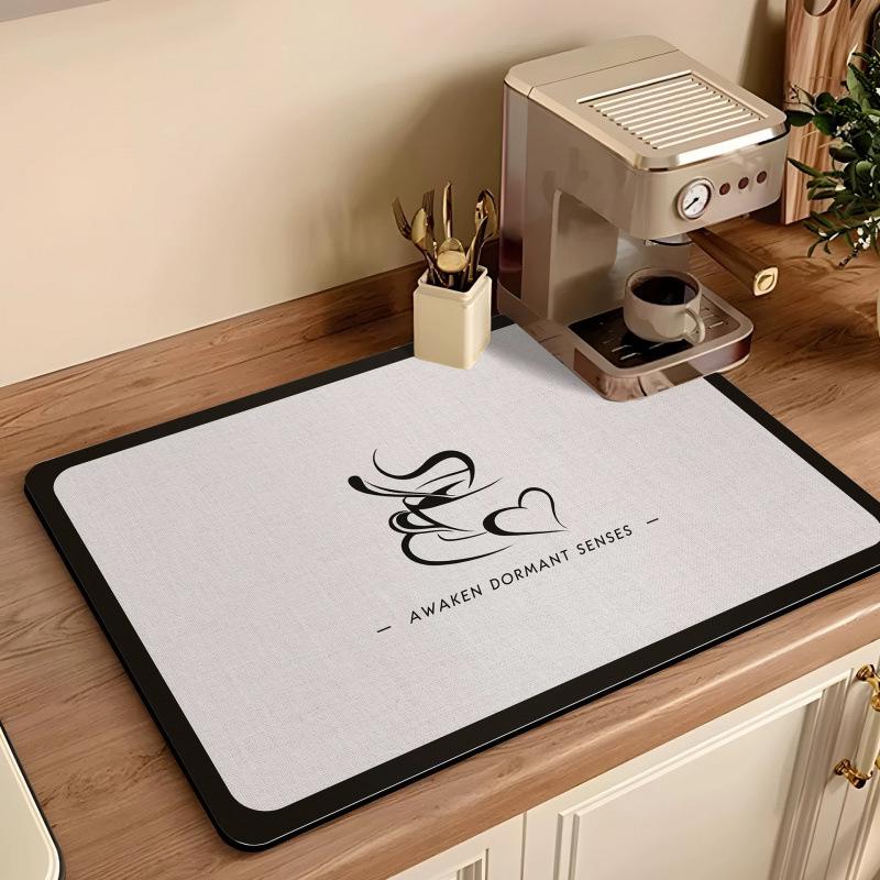 American Retro Coffee Machine Diatom Mud Draining Mat - Kitchen Countertop Heat-Resistant Tableware Drying Pad